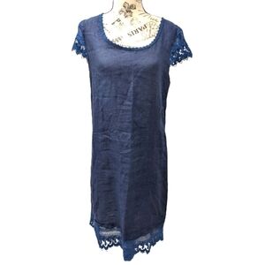 Martina Innocenti dark blue linen midi shift dress size S